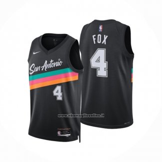 Maglia San Antonio Spurs Deaaron fox No 4 Citta 2025-26 Nero
